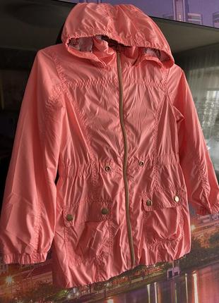 Яркая кислотная лёгкая ветровка куртка плащ 7/9 лет