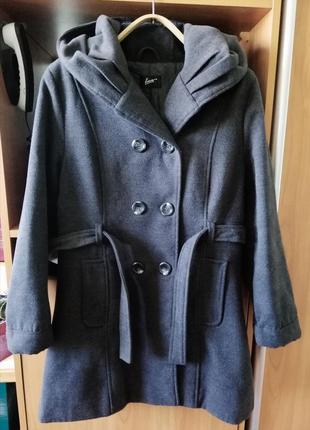 Серое пальто меланж куртка класика forever1 фото