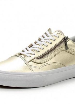 Кожаные золотистые кеды,кеди мокасины vans 38,5р