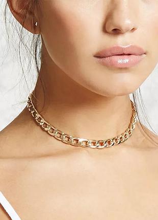 Широкий ланцюг ланцюжок кольє чокер золото срібло