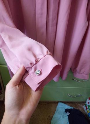 Нежно розовая рубашка из настоящего шифона3 фото