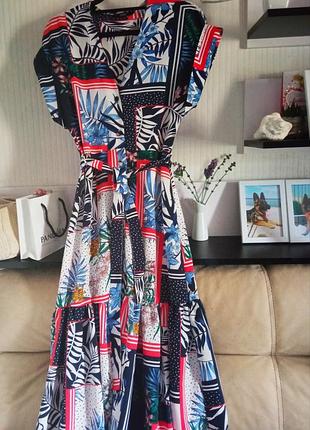 Сукня 👗 з поясом в принт (230525)