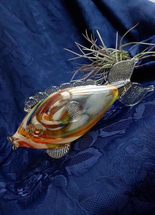 🐠 рыбка 🌊 статуэтка рыба декоративная ссср красный май советская художественное стекло