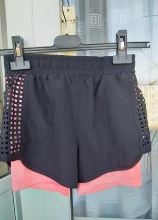 Модные спортивные шорты-велосипедки 2в1 для бега ,yigga,zara,oysho,на девочку рост 140см.
