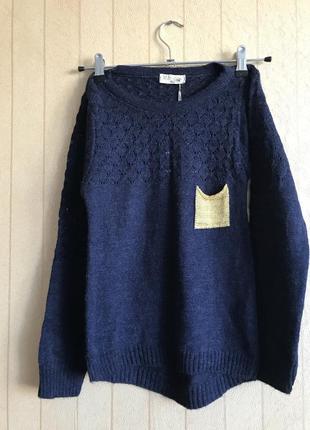 Ажурный весенний свитер для девочки на рост 146 и 152;