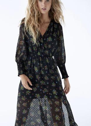 Платье миди zara в цветочный принт