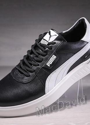 Кросівки чоловічі шкіряні puma fast race black white leather2 фото