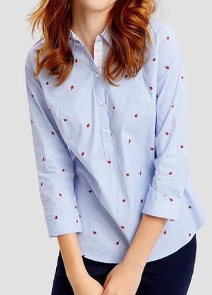 Блуза сорочка в смужку квіти1 фото