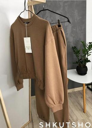Костюм zara без флиса укороченный свитшот