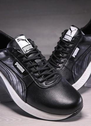 Кроссовки мужские кожаные puma fast race black leather