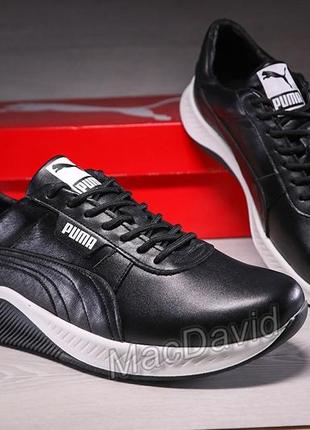 Кроссовки мужские кожаные puma fast race black leather1 фото