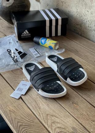 Сланцы мужские adidas черные/белые (адидас, шлепки, шлепанцы, вьетнамки, тапочки, тапки)4 фото