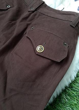 Штаны units бриджи капри милитари натуральный хлопок на кнопках брюки укороченные с карманами4 фото