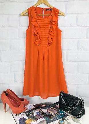 Плаття - сарафан яскравого кольору з рюшем прямого крою2 фото