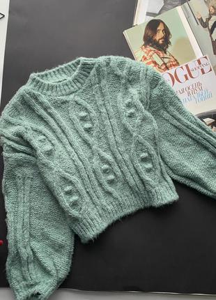 👚крутой бирюзовый свитер/свободный вязаный свитер цвета тиффани👚