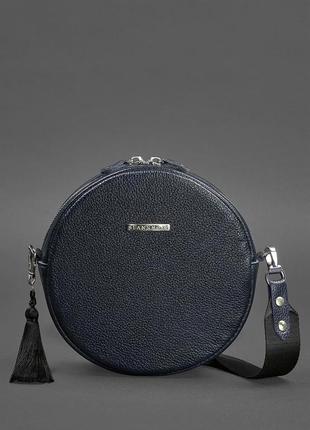 Кругла шкіряна жіноча сумочка tablet темно-синя - bn-bag-23-navy-blue