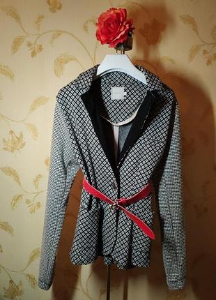 Піджак трикотаж чорно білий cream гусяча лапка