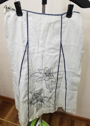 Винтаж юбка,шелк-катон,с вышивкой р.38,италия,just b