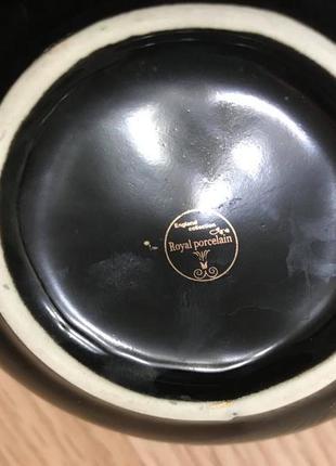 Подарок - шикарная пепельница royal porcelain англия черная с золотом4 фото