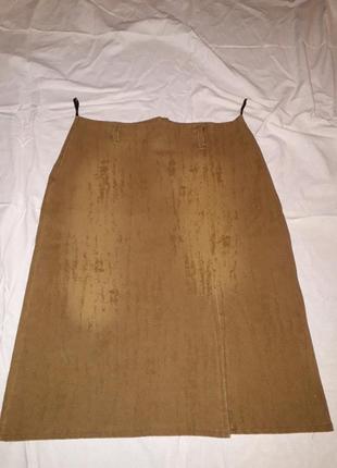 Стрейчевая рыжая юбка с эффектом потертости