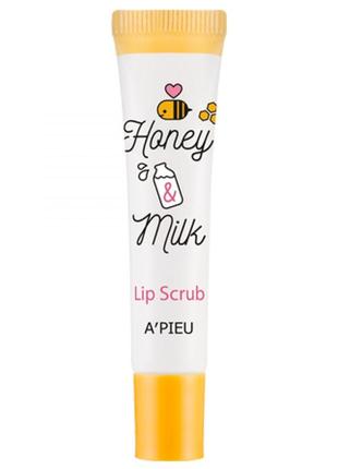 Молочно-медовий скраб для губ a'pieu honey & milk lip scrub 8 мл