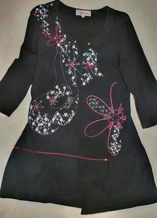 Платье туника черное котон мини1 фото