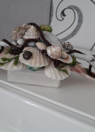 Интерьерная композиция с морскими и океаническими ракушками.