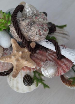 Интерьерная композиция с морскими и океаническими ракушками.