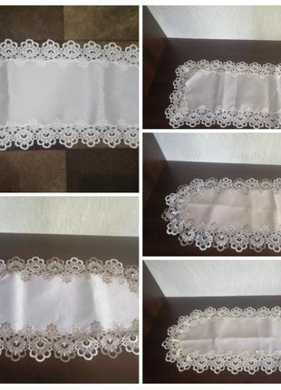 Серветка атласна з мереживом, 40*90,в наявності кольори і розміри