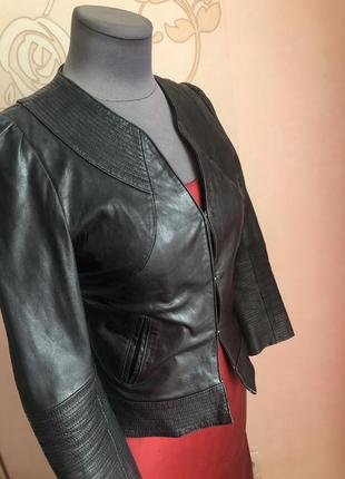 Стильная кожаная куртка пиджак,натуральная кожа, kate moss6 фото