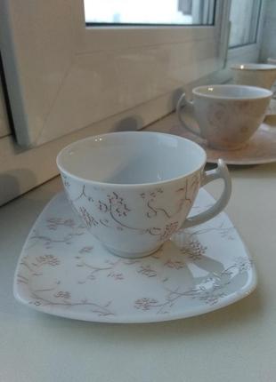 Кавова пара чашка з блюдцем порцеляновий, 110 мл, польща