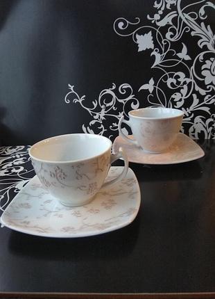 Кавова пара чашка з блюдцем порцеляновий, 110 мл, польща