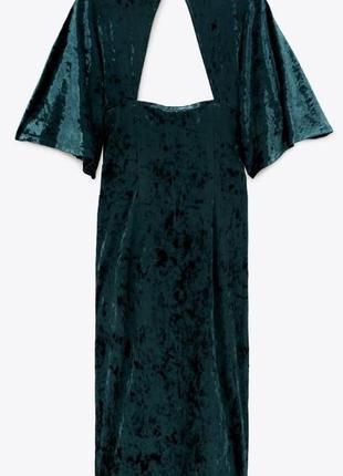 Шикарное вельветовое  платье zara.2 фото