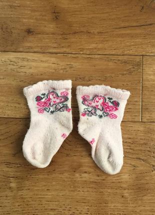 Носочки для новорожденного розовые сердечки
