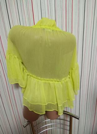 Річна шифонновая блуза zara,блузка яскрава лимонна9 фото
