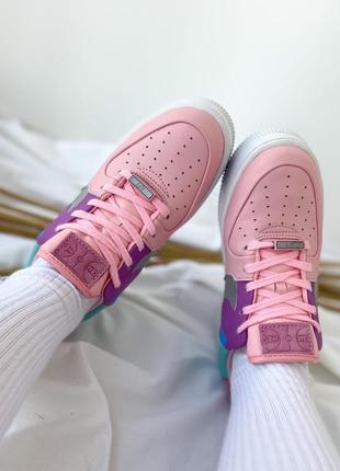 Милые женские кроссовки nike air force 1 розовые с бирюзой10 фото