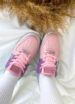 Милые женские кроссовки nike air force 1 розовые с бирюзой7 фото