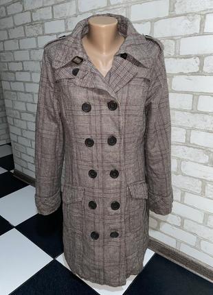 Оригинальное винтажное длинное женское пальто в крупную клетку  fishbone все лого выбиты