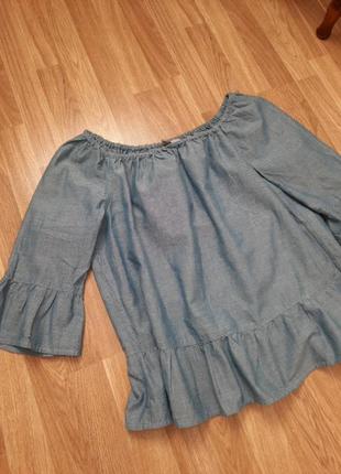 Блуза/котонова блуза під джинс/блуза зі спущеними плечиками від tu8 фото