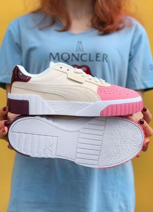Puma cali cream pink стильні жіночі яскраві кросівки пума бежеві кремові рожеві разноцветные кроссовки беж крем розовые