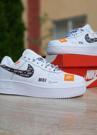 Кроссовки женские nike air force 1 x off-white low just do it pack (белые с нашивками)2 фото