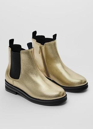 Черевики zara зара черевички чоботи нові 35 розмір золотисті демисезон