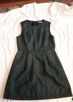 Черно-зеленое платье с люрексом1 фото