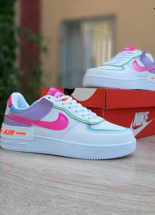 Жіночі кросівки nike air force 1 shadow білі з малиновим