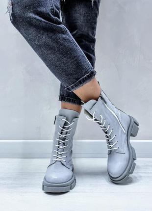 Черевички лакована шкіра наппа сірий