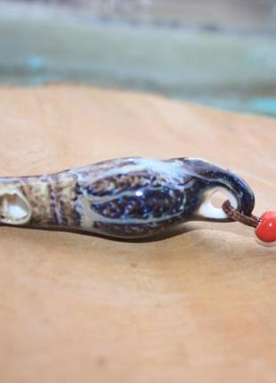 Невероятный керамический кулон-свисток подвеска на шею ракушка