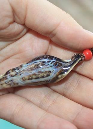 Невероятный керамический кулон-свисток подвеска на шею ракушка