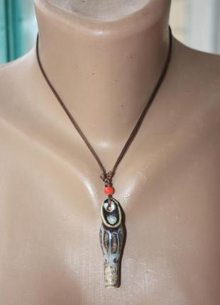 Невероятный керамический кулон-свисток подвеска на шею ракушка