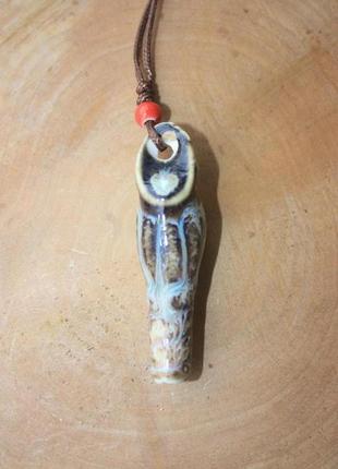 Невероятный керамический кулон-свисток подвеска на шею ракушка