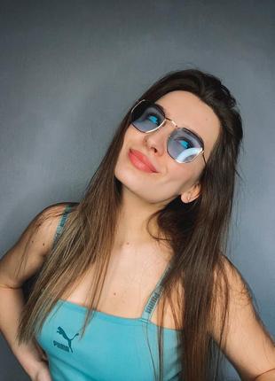 Яркие голубые имиджевые очки5 фото